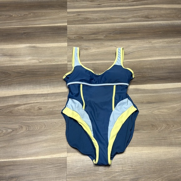 Reebok Blue and Yellow One-Piece Swimsuit size medium - Picture 2 of 7